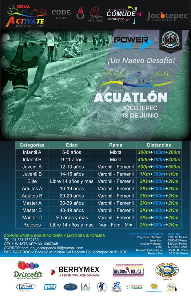 PROXIMO ACUATLÓN 18 DE JUNIO 2017