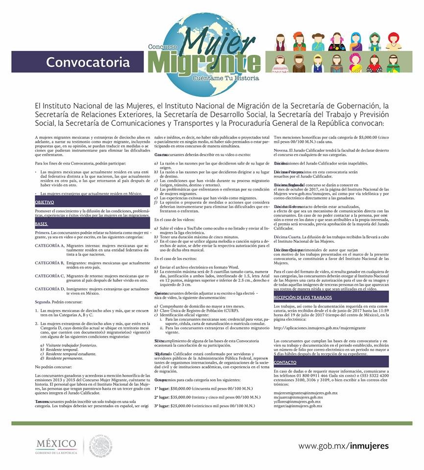 CONVOCATORIA,A LA MUJER MIGRANTE