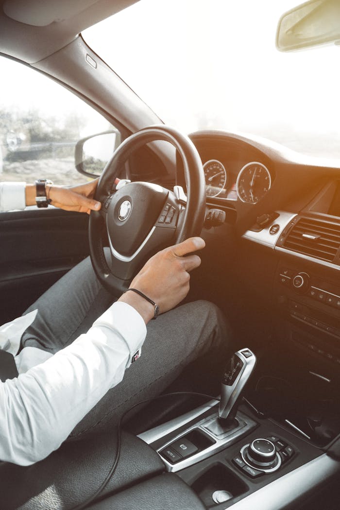 Close-up of a luxury cars interior while driving in Marrakech, Morocco.